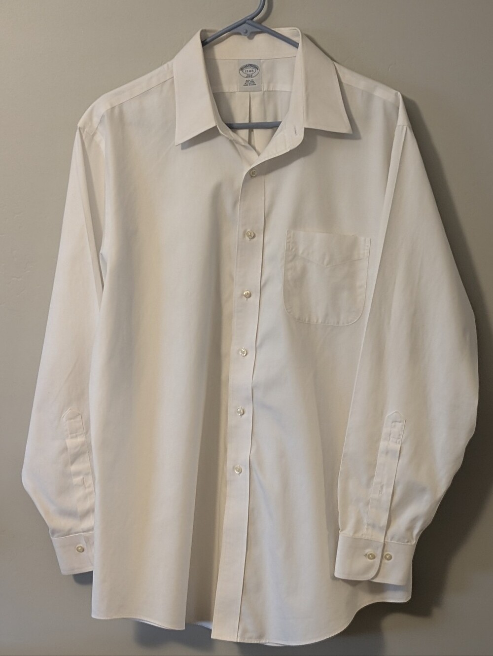 Brooks Brothers 346 White Non-Iron Slim Dress Shirt 17 4/5